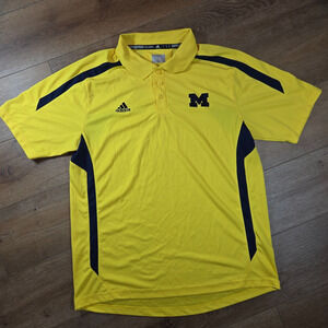 Adidas Golf Michigan Wolverines Polo Mens L Yellow Climalite NCAA Preppy